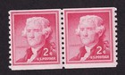 Scott #1055b Thomas Jefferson Coil Line Pair of Stamps - MNH #2
