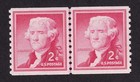 Scott #1055b Thomas Jefferson Coil Line Pair of Stamps - MNH #11 XF