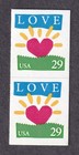 Scott #2813 Love Sun Heart Booklet Vertical Pair of Stamps - MNH