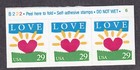 Scott #2813 Love Sun Heart Plate # Booklet Strip of 3 Stamps - MNH P#B222-6