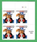 Scott #3259 Uncle Sam Plate Block of 4 Stamps - MNH UR