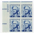 Scott #1283a George Washington Plate Block of 4 Stamps - MNH P#29320 UL XF