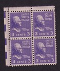 Scott #807 Thomas Jefferson Complete Corner Block of 4 Stamps - MNH