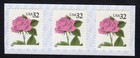 Scott #2492g Pink Rose Coil Strip of 3 Stamps - MNH