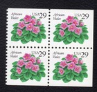 Scott #2486 African Violet Booklet Block of 4 Stamps - MNH
