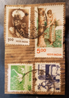 Stamp Asia India Set of 3 1980 stamps & 1 1983 stamp used sc843, 846A, 847 & 849
