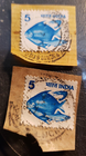 Stamp Asia India set of 2 1980 Fish sc837