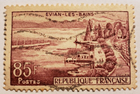Stamp Europe France 1959 set of 2 Evian-les-Bains & Sens River