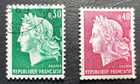 Stamp Europe France set of 2, 1969-70, Marianne (by Cheffer) sc1230-1