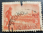Stamp Australia 1934 Yarra Yarra Tribesman & View of Melbourne A17 #142 used