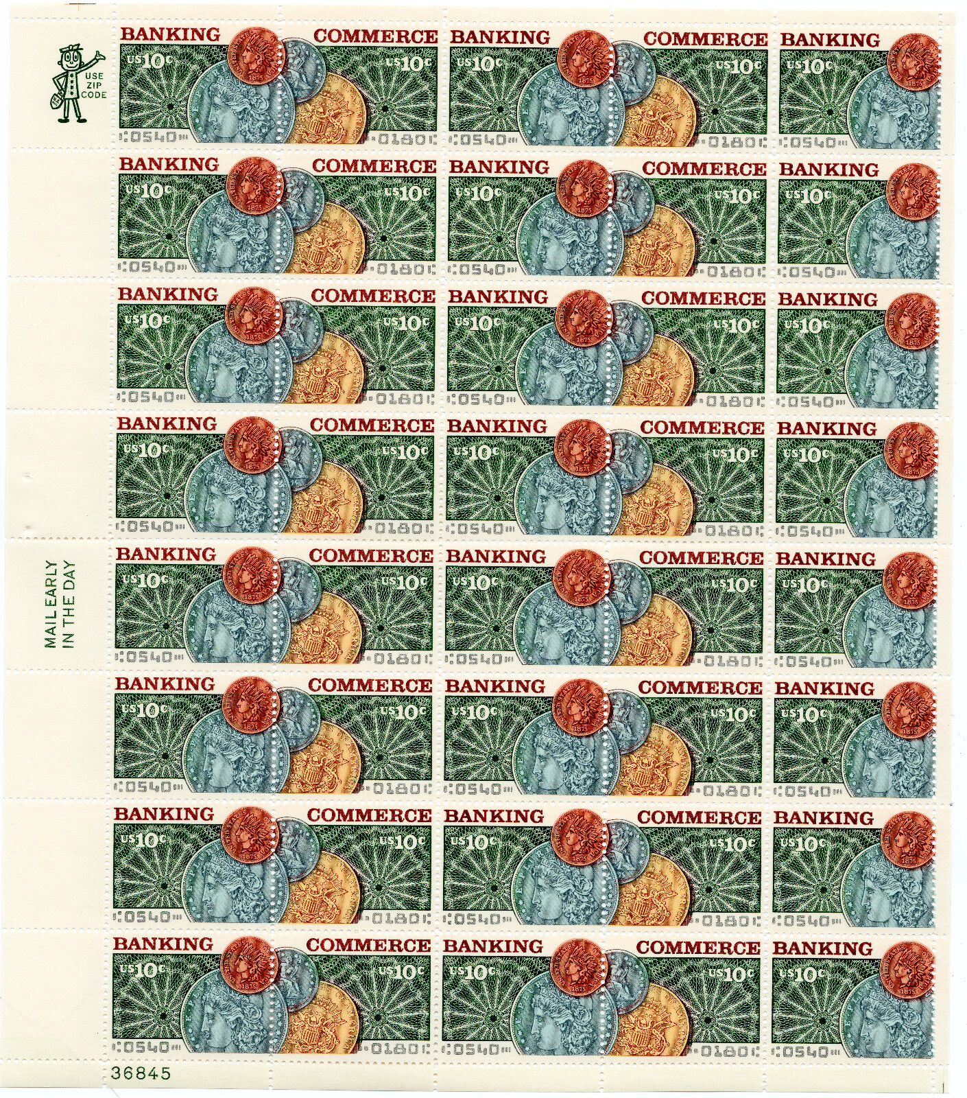 Scott #1578a (1577-78) Banking & Commerce Full Sheet of 40 Stamps - MNH