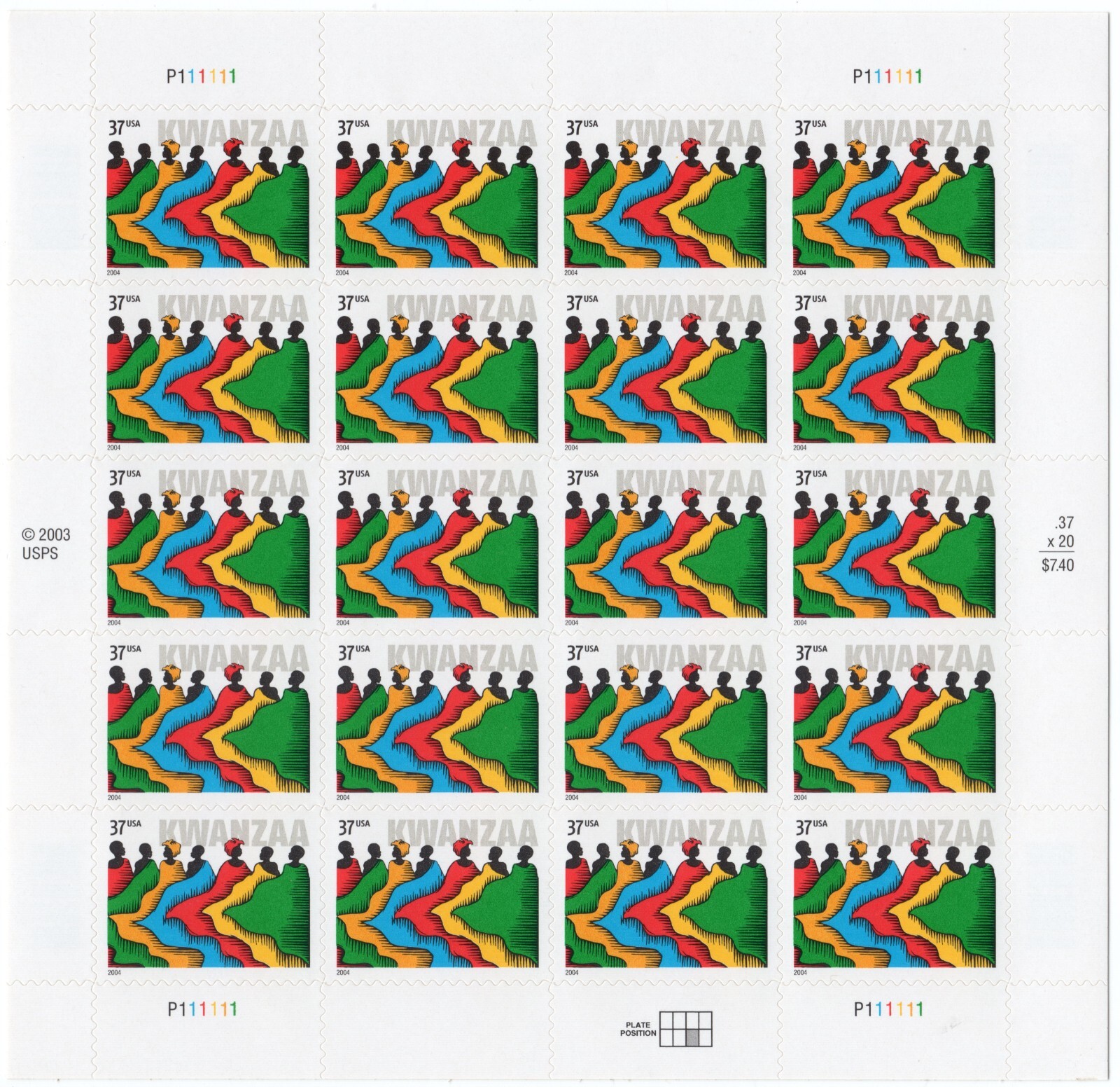 Scott #3881 Kwanzaa Sheet of 20 Stamps - MNH