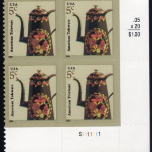 Scott #3756 American Toleware Plate Block of 4 Stamps - MNH