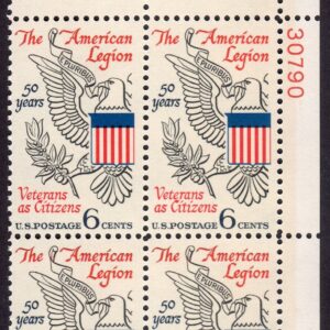 Scott #1369 AMERICAN LEGION Plate Block of 4 Stamps - MNH