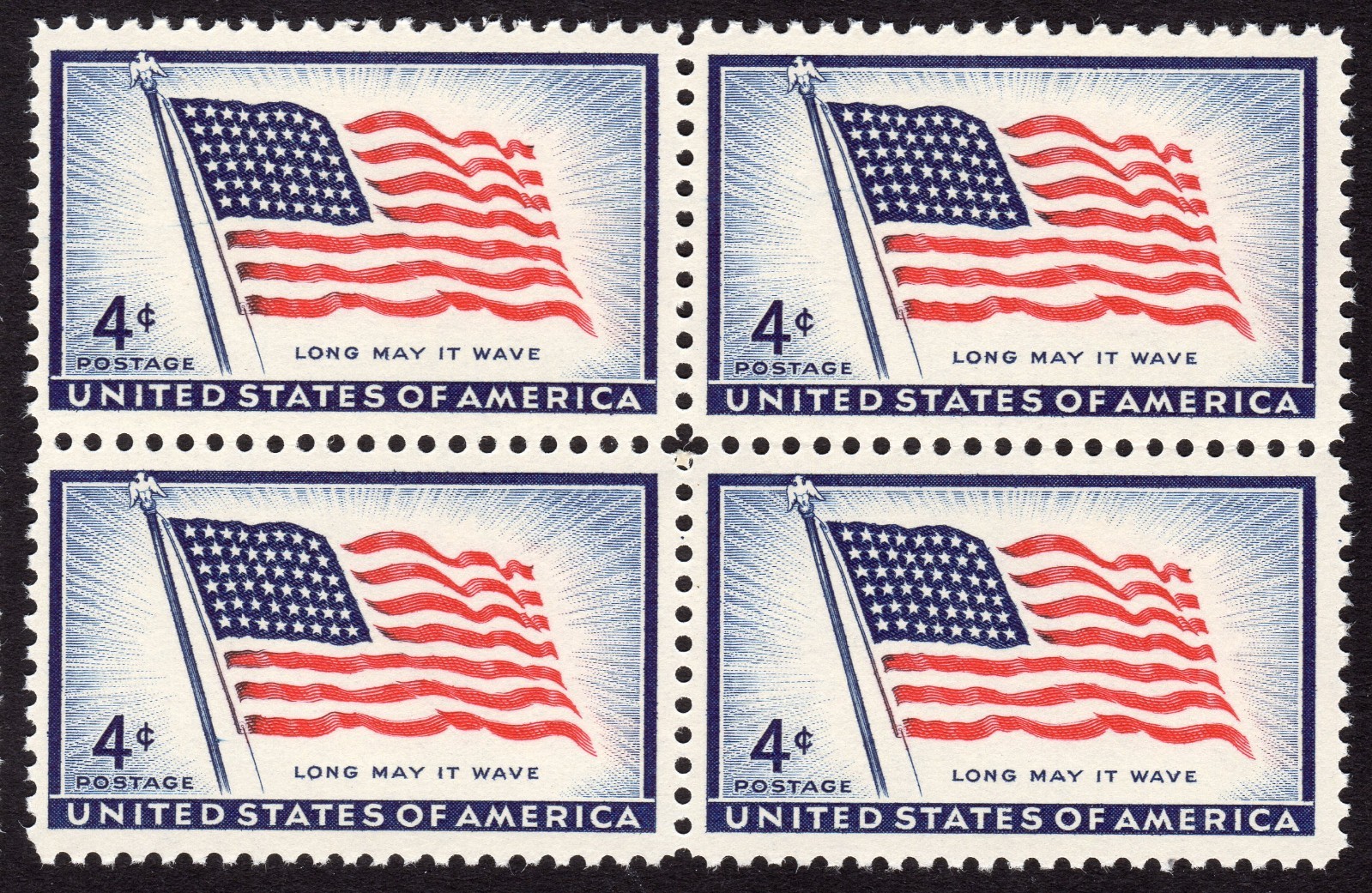 Scott #1094 Flag 48 Stars (Long May It Wave) Block of 4 Stamps - MNH