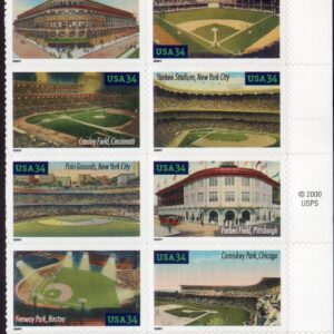 Scott #3510-3519 Legendary Baseball Fields Half Sheet of 10 Stamps - MNH Right