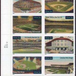 Scott #3510-3519 Legendary Baseball Fields Half Sheet of 10 Stamps - MNH Left