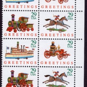 Scott #2714a Christmas Toy Engines (Fire Pumper) Plate Block of 20 Stamps - MNH