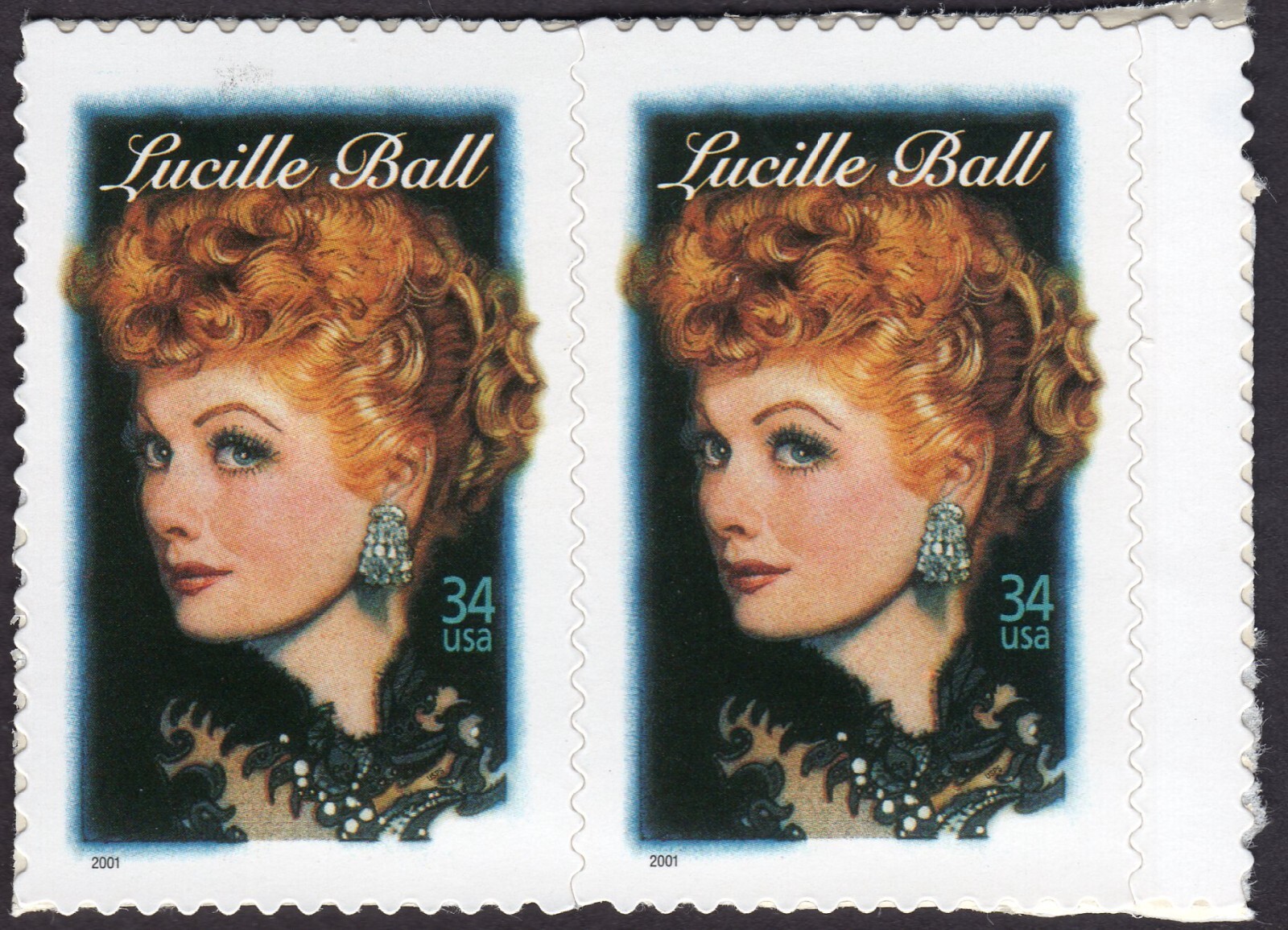 Scott #3523 Lucille Ball (Legends of Hollywood) Horizontal Pair of Stamps - MNH
