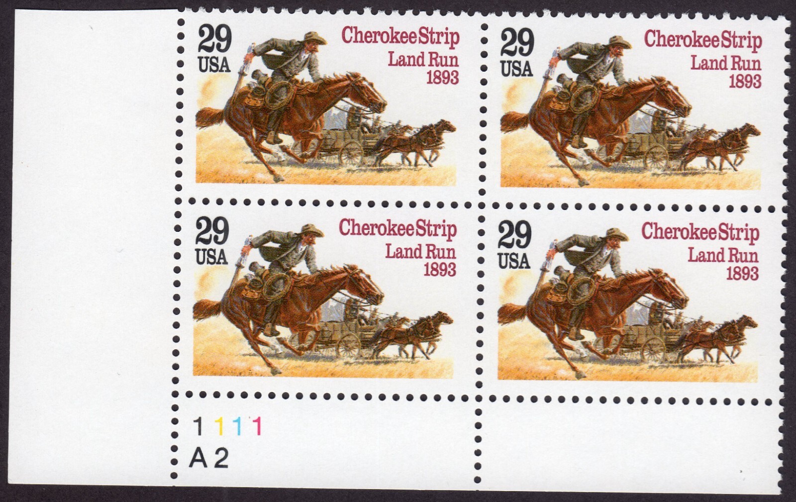 Scott #2754 Cherokee Strip Land Run Plate Block of 4 Stamps - MNH