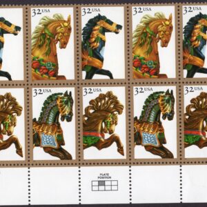 Scott #2979a (2976-79) Carousel Horses Half Sheet of 10 Stamps - MNH Bottom
