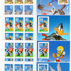 Bugs Bunny - Tweety - Daffy Duck - Road Runner - Porky Pig (5) Sheets of Stamps