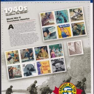 Scott #3186 33¢ 1940s Celebrate the Century Sheet of 15 Stamps - Sealed