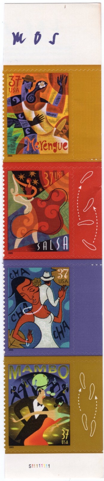 Scott #3942a Let's Dance Vertical Strip of 4 Stamps - MNH (Right)