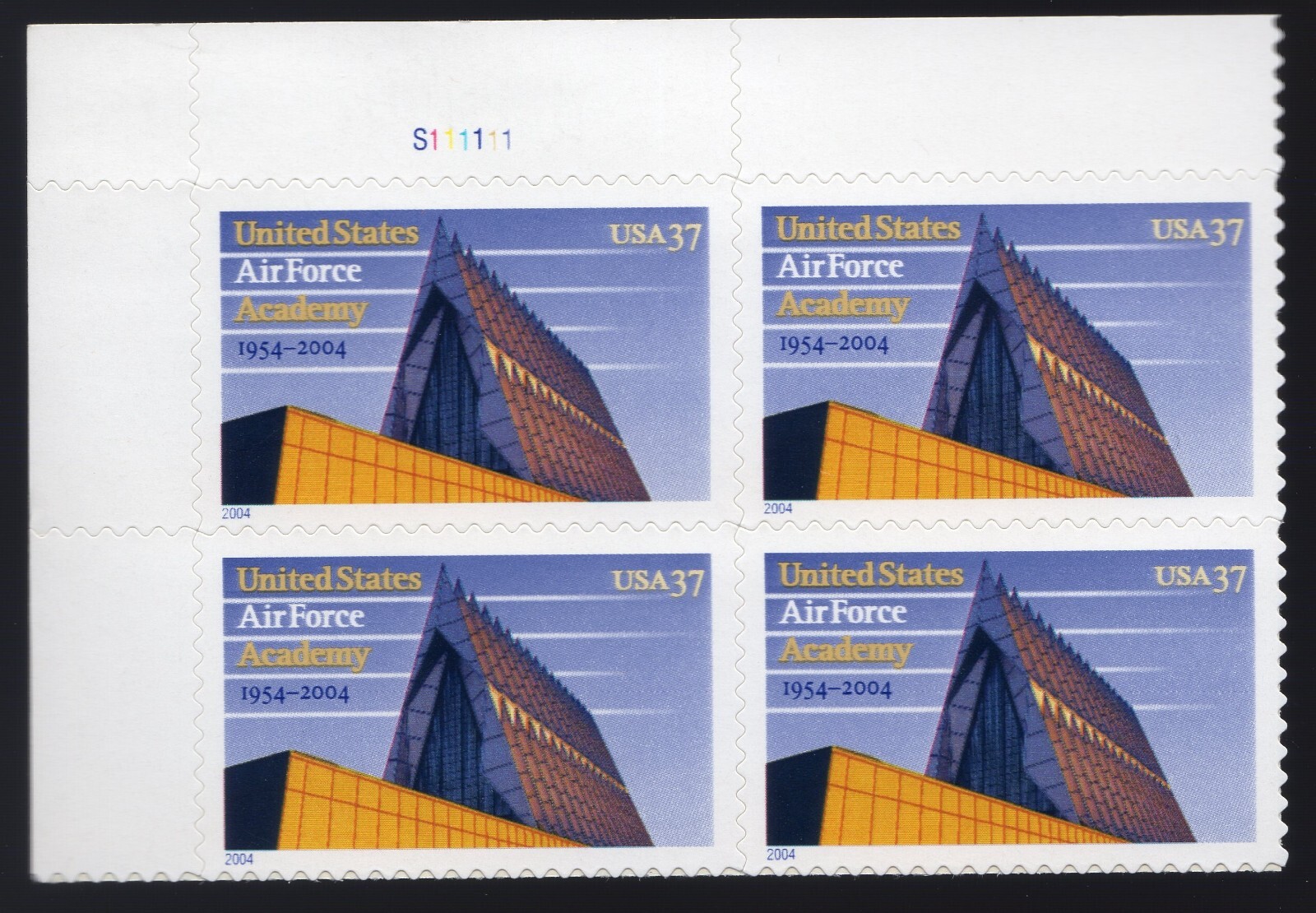 Scott #3838 Air Force Academy Plate Block of 4 Stamps - MNH