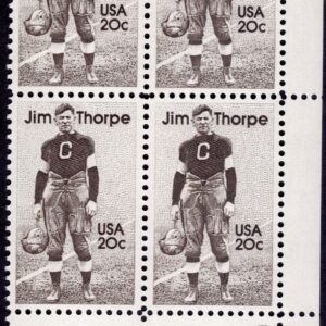 Scott #2089 Jim Thorpe (Indian, Olympian) Plate Block of 4 Stamps - MNH P#7 LR