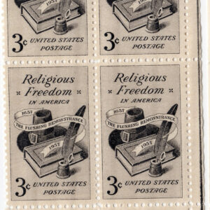 Scott #1099 Religious Freedom (Bill of Rights, 1st Amendment) Plate Block of 4