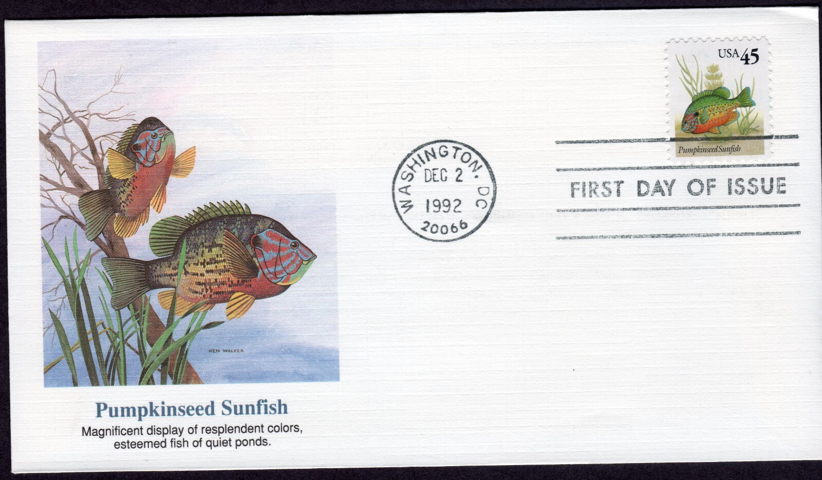 Scott #2481 Pumpkinseed Sunfish 12/02/1992 First Day Cover (FDC) Artmaster