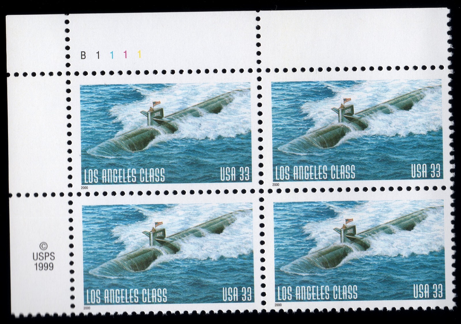 Scott #3372 LA Class Submarine Plate Block of 4 Stamps - MNH