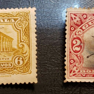 Stamp Guatemala 1902 Temple of Minerva #117 & Statue #115 used