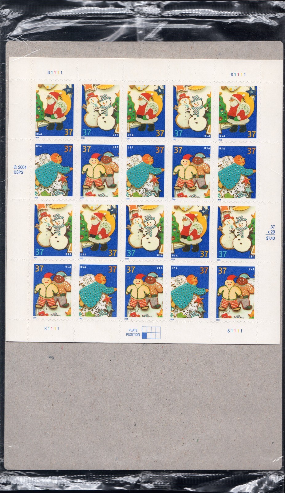 Scott #3952a (3949-52) Gingerbread Cookies Sheet of 20 Stamps - Sealed