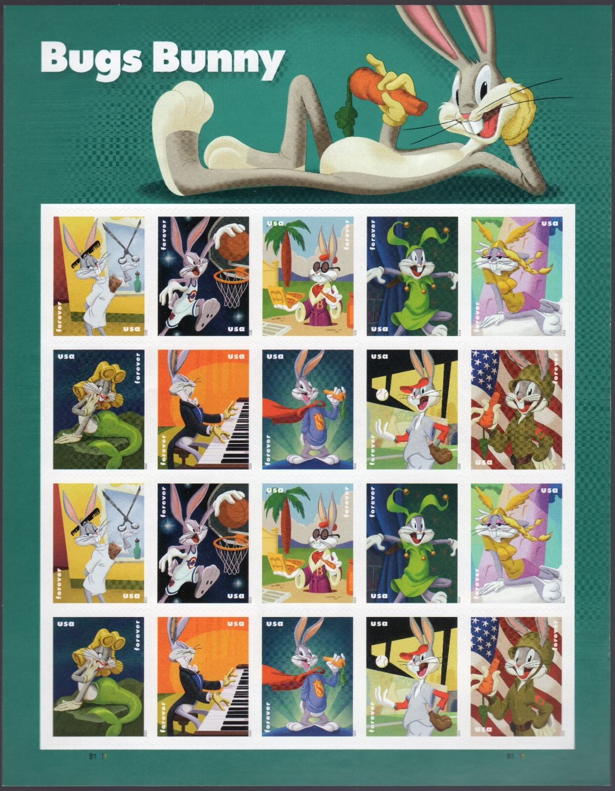 Scott #5503 Bugs Bunny Sheet of 20 Forever Stamps - MNH Genuine
