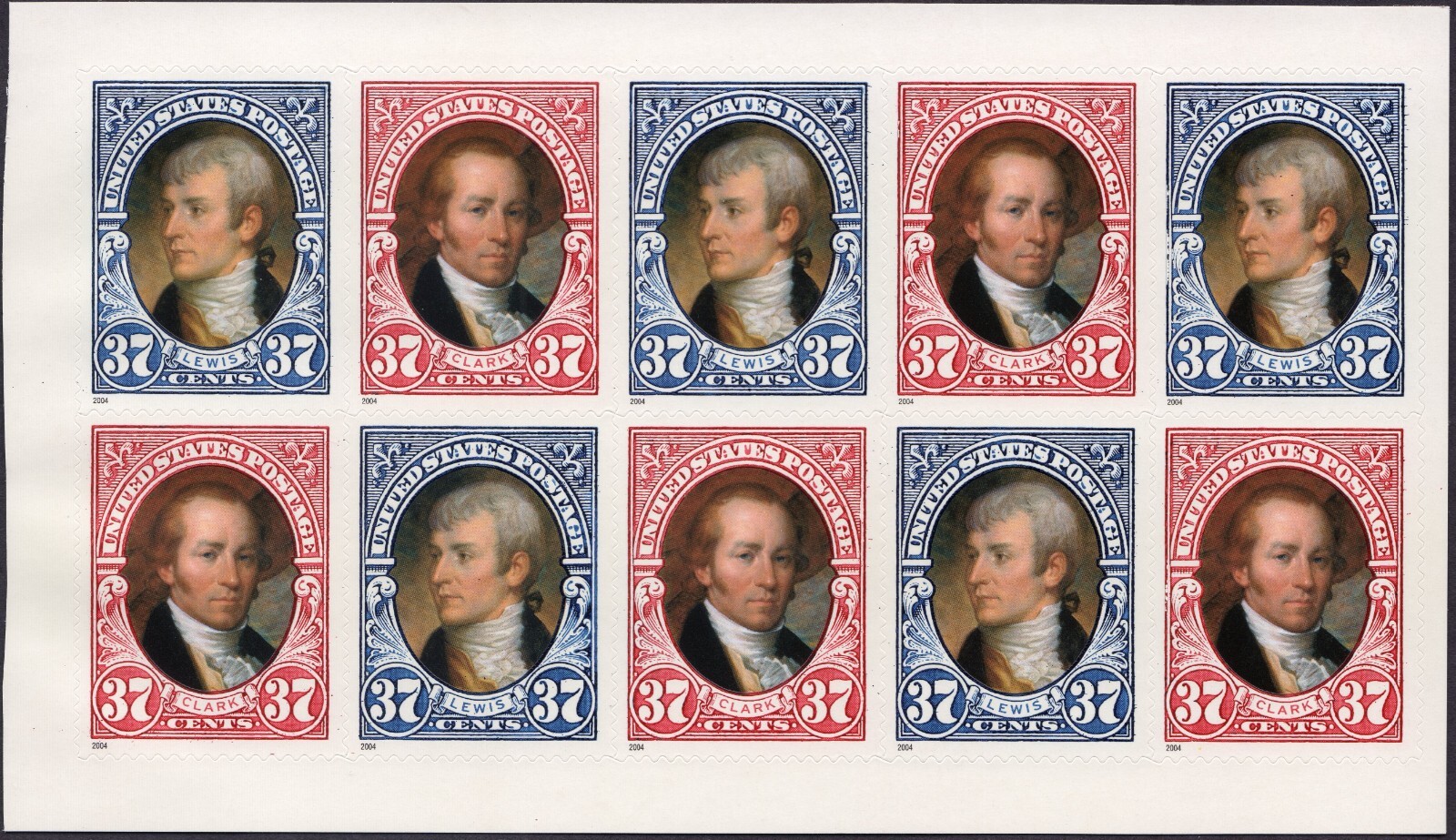 Scott #3856b Lewis & Clark Booklet Pane of 10 Stamps - MNH (Backing 1)