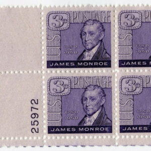Scott #1105 James Monroe Plate Block of 4 Stamps - MNH #2