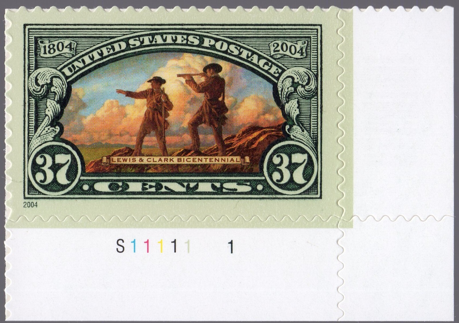 Scott #3854 Lewis & Clark Plate # Single Stamp - MNH