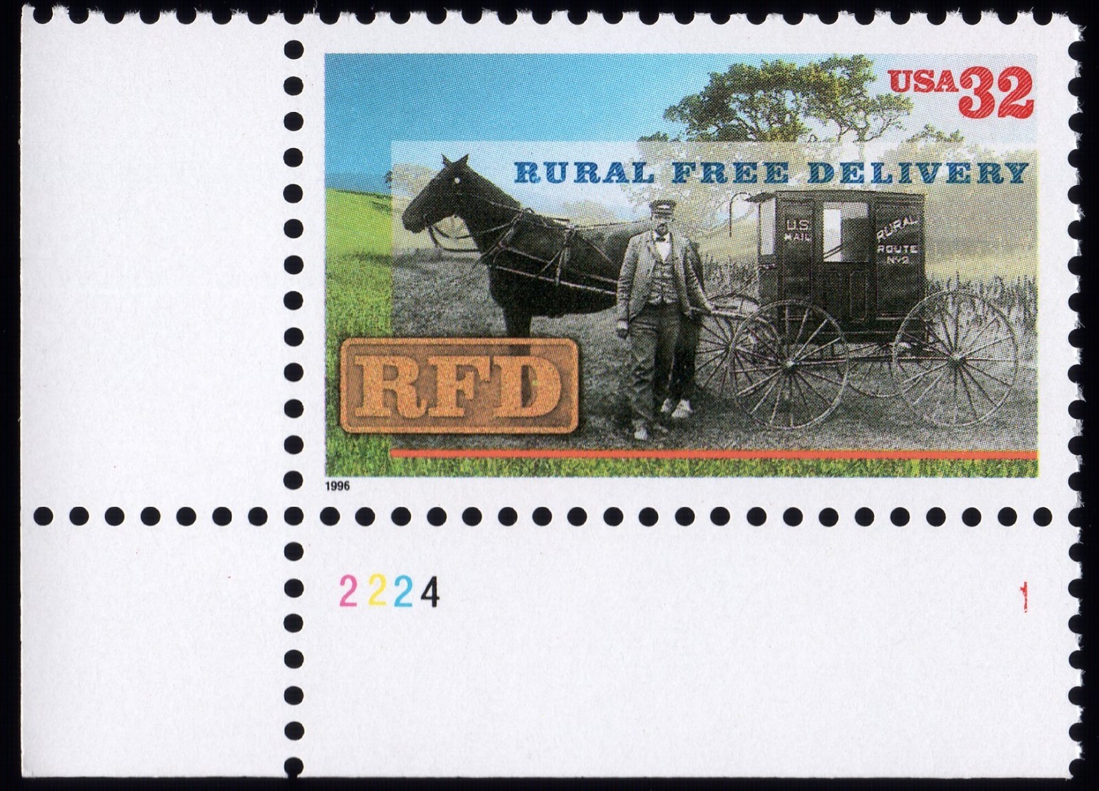 Scott #3090 Rural Free Delivery Plate # Single Stamp - MNH