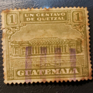 Stamp Guatemala 1926 Official 1c National Telegraph Building RA2 PT2 used