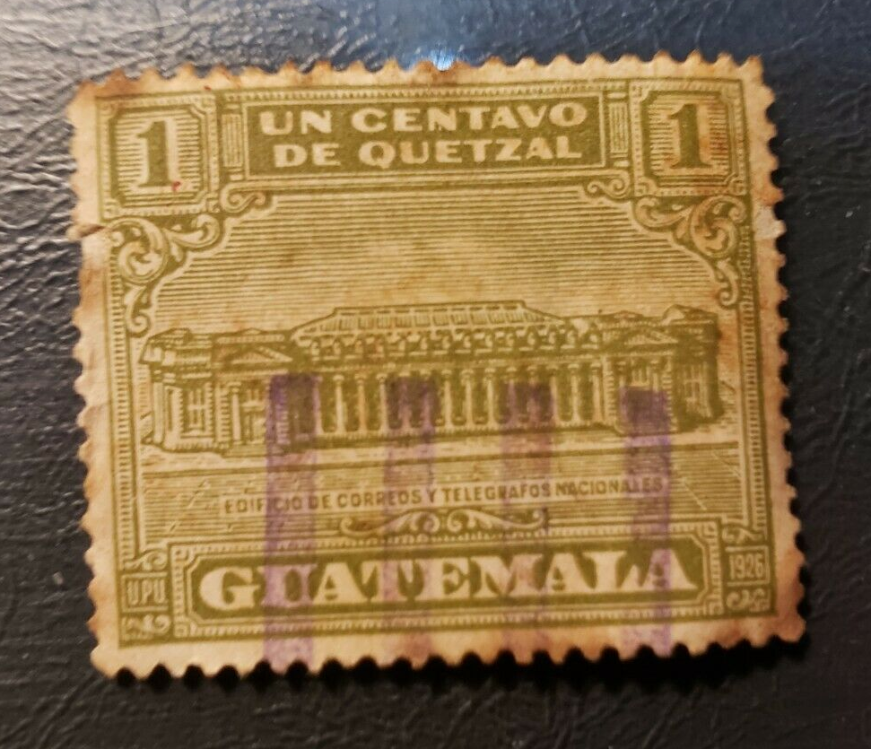 Stamp Guatemala 1926 Official 1c National Telegraph Building RA2 PT2 used