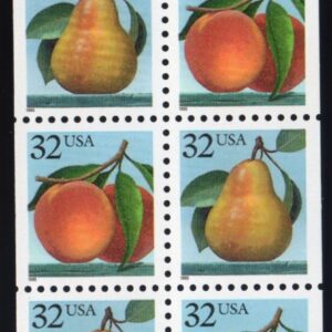 Scott #2488a Peach & Pear Booklet Pane of 10 Stamps w/Tab - MNH No Register