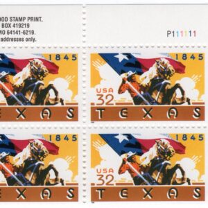 Scott #2968 Texas Longhorns Plate Block of 4 32¢ Stamps - MNH