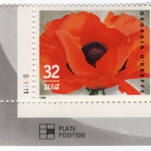Scott #3069 GEORGIA O’KEEFE Plate # Single 32¢ Stamp - MNH (LL)