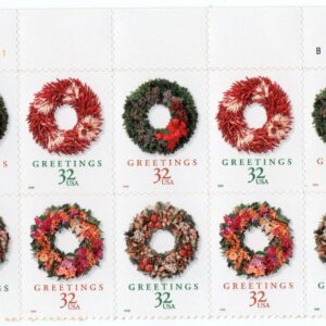 Scott #3252b (3249-52) Christmas Wreaths Plate Block of 10 Stamps - MNH Top