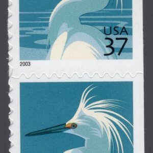 Scott #3830 Snowy Egret Vertical Pair of 37¢ Stamps - MNH
