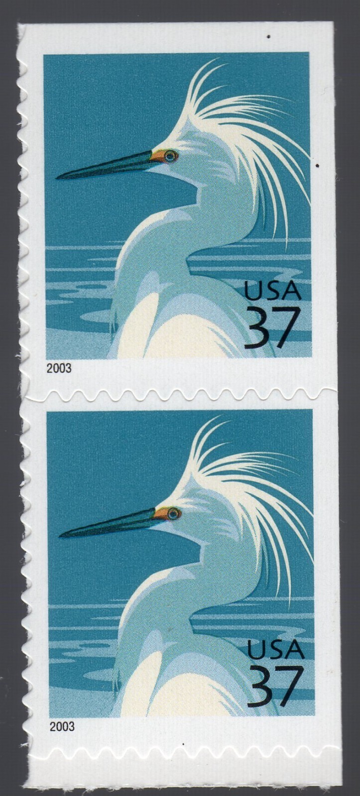 Scott #3830 Snowy Egret Vertical Pair of 37¢ Stamps - MNH
