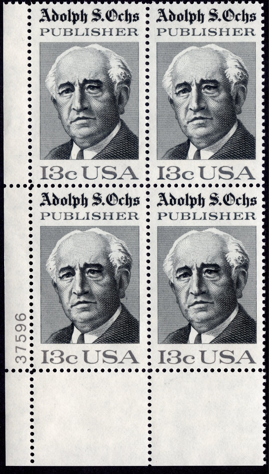 Scott #1700 Adolph S. Ochs Plate Block of 4 Stamps - MNH