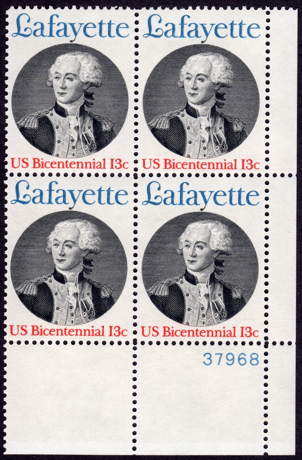 Scott #1716 Lafayette (George Washington) Plate Block of 4 Stamps - MNH